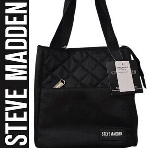 Steve Madden Quilted Insulated Lunch Tote Bag- Black